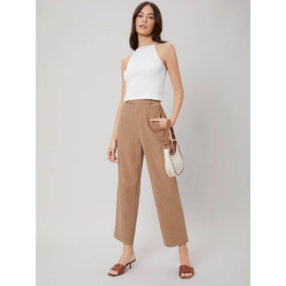 ruched SMOCKED DRAWSTRING backless CAMI crop TOP black - Picture 4 of 11